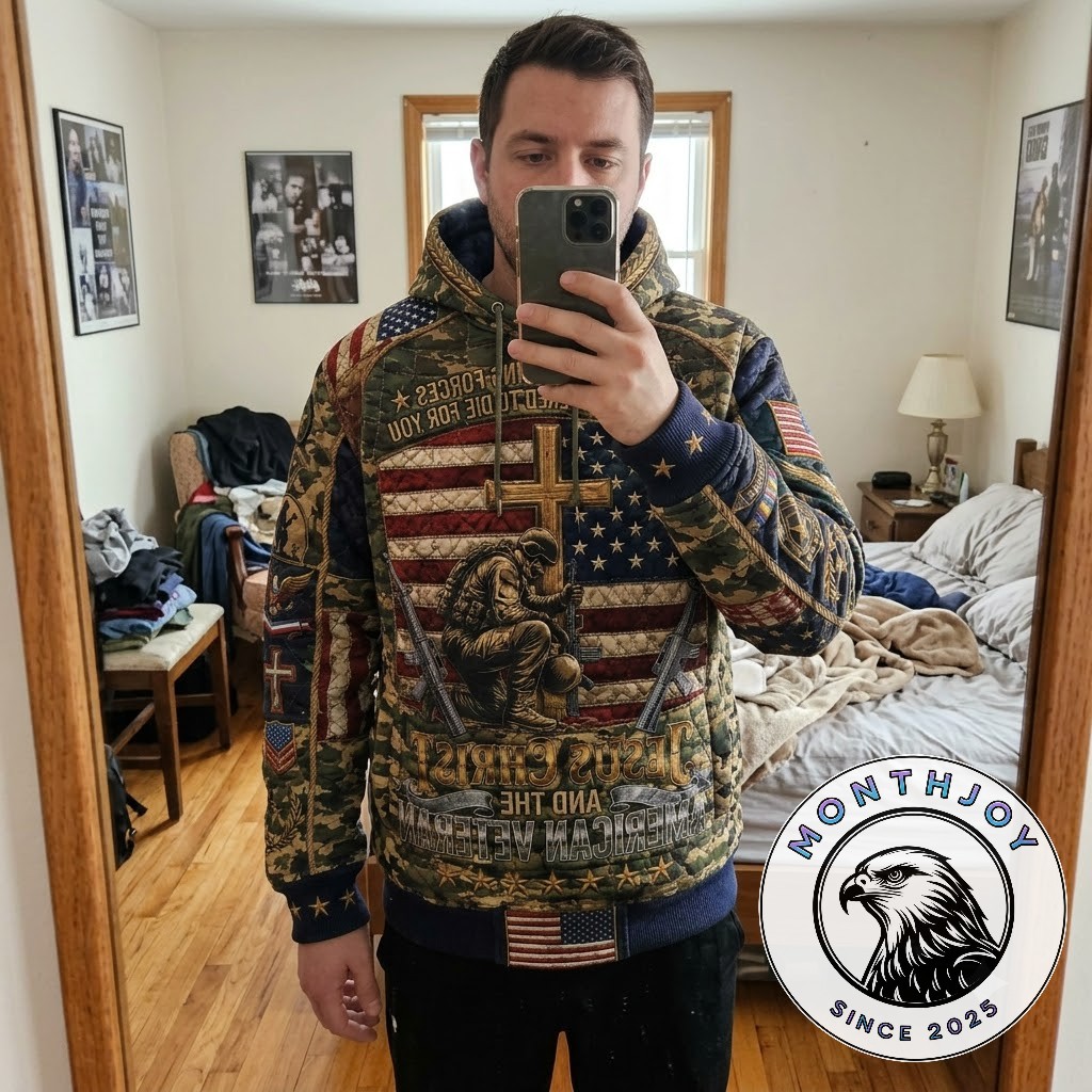 Jesus Christ American Veteran Military Cross Hoodie | MonthJoy