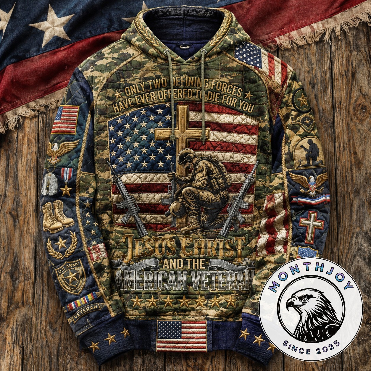 Jesus Christ American Veteran Military Cross Hoodie | MonthJoy