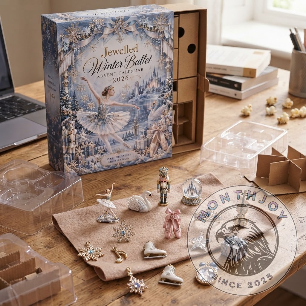 Jewelled Winter Ballet 2026 Advent Calendar - side panel showing snowflake pattern and nutcracker
