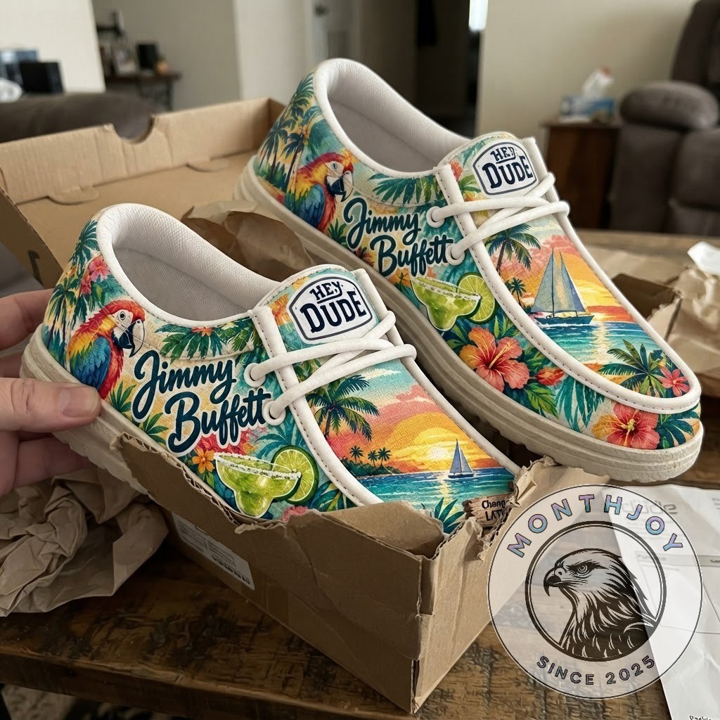 Jimmy Buffett Changes in Latitudes, Changes in Attitudes Tropical Parrot Loafer Shoes - tropical parrot side