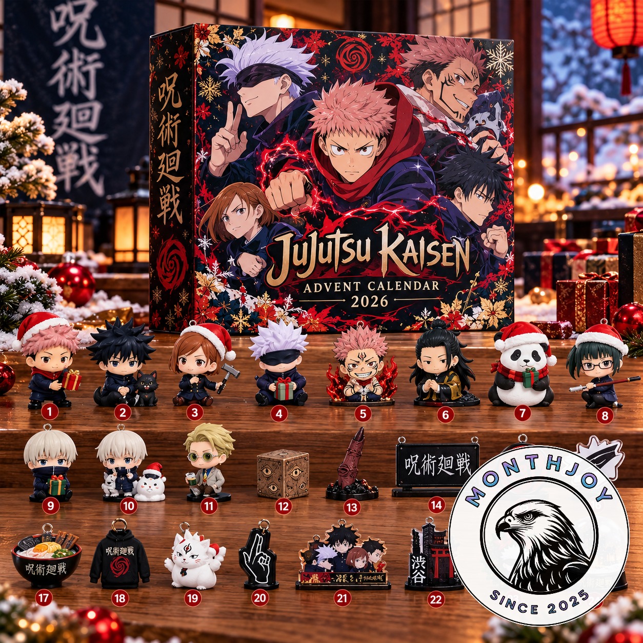 Jujutsu Kaisen 2026 Advent Calendar - front box view with numbered character collectibles