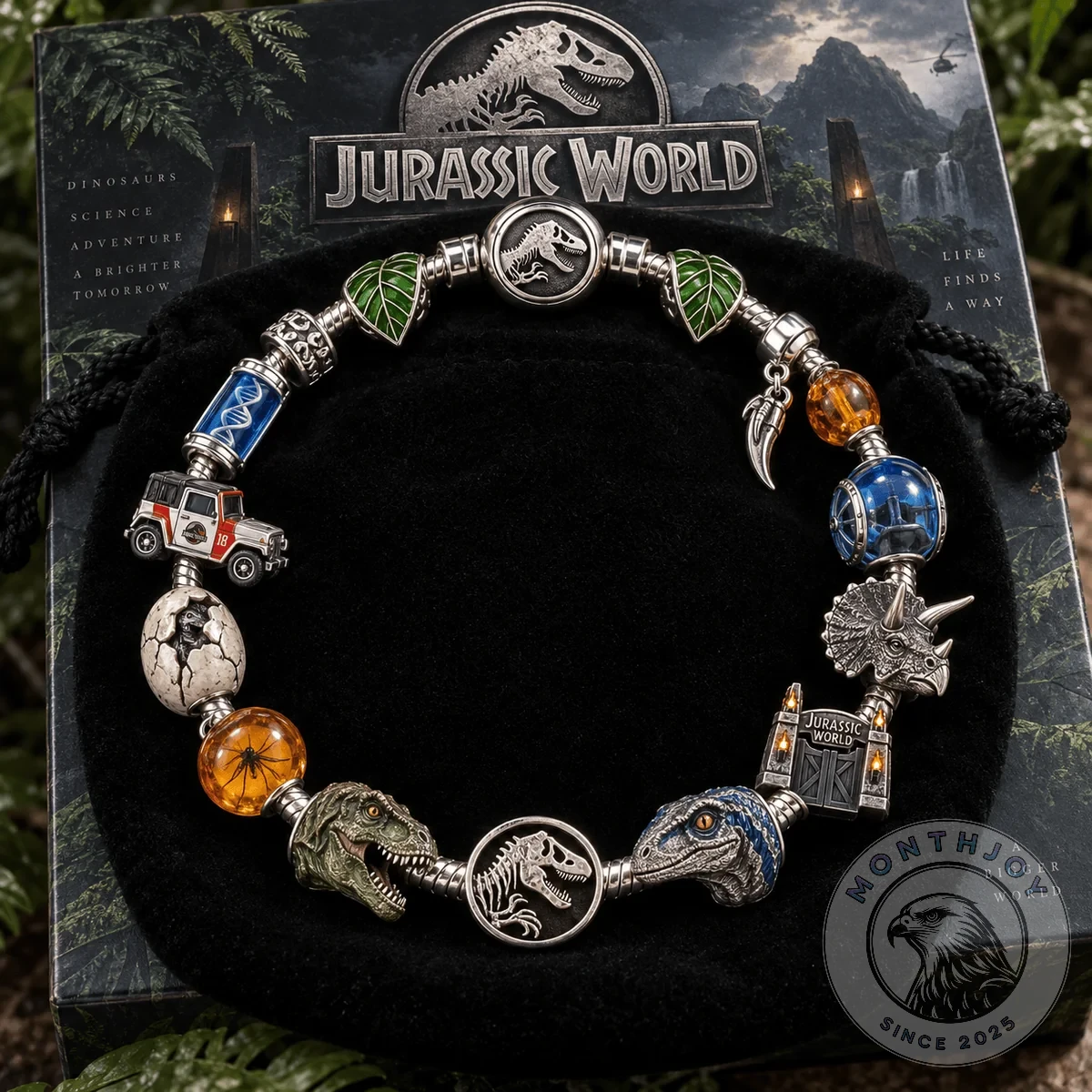 Jurassic World 30th Anniversary Pandora Charm Bracelet - Close-Up