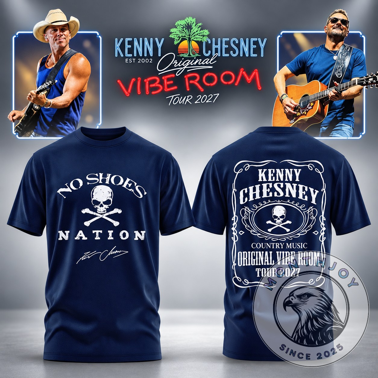 Kenny Chesney The Original Vibe Room Tour 2027 T-Shirt - front and back views