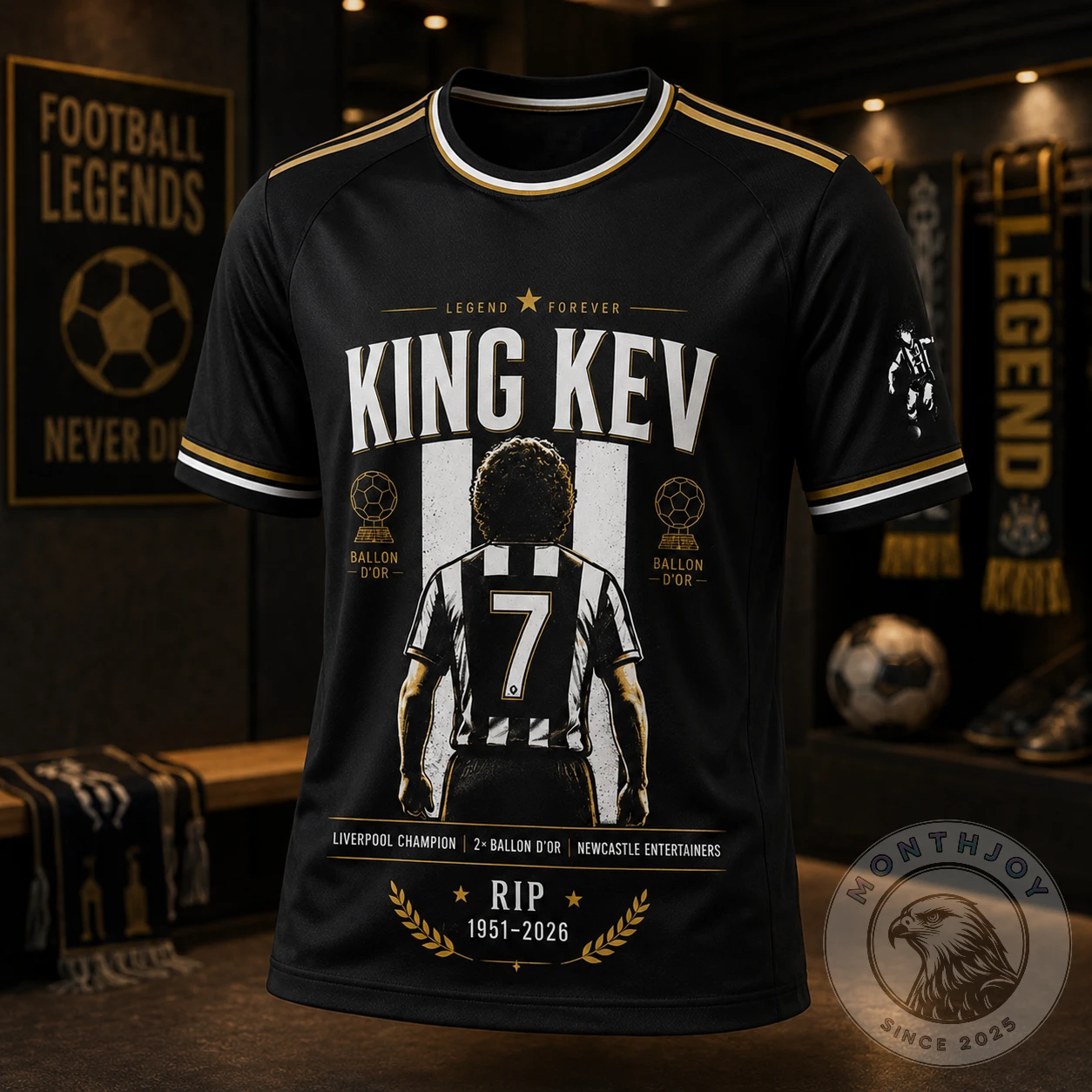Kevin Keegan Newcastle United King Kev 2026 Tribute T-Shirt - Front View