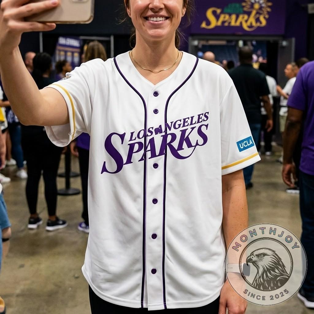 LA Sparks x Dodgers Night 2026 Jersey - front chest and left sleeve with 'CHAMPIONS' patch