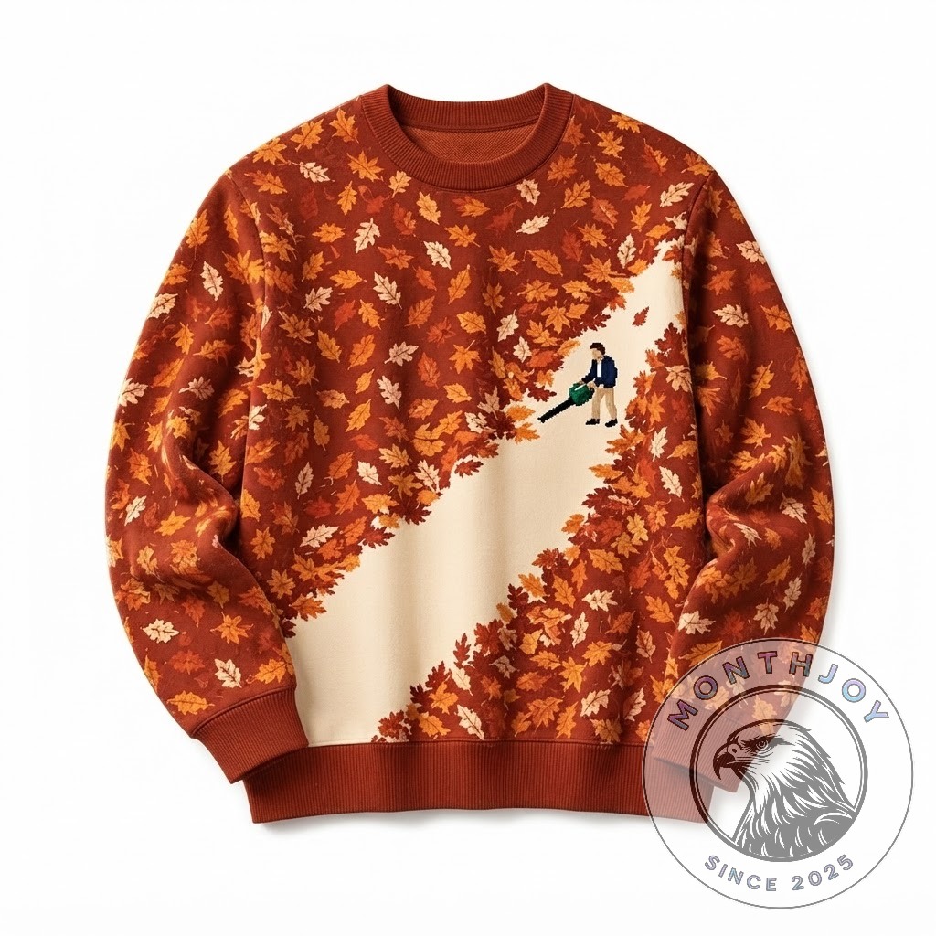 Lawn Mower Autumn Leaf Pattern Crewneck Sweatshirt - photo 2