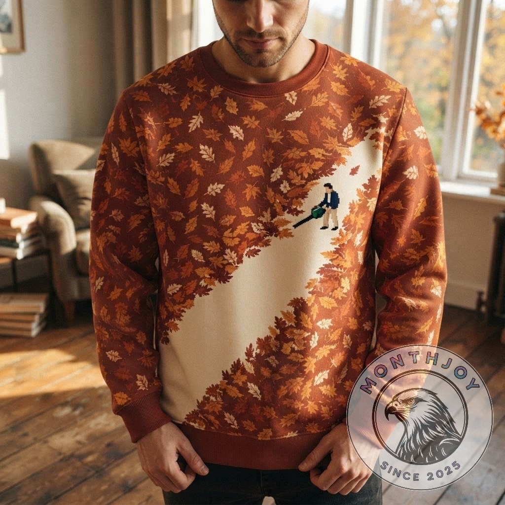 Lawn Mower Autumn Leaf Pattern Crewneck Sweatshirt - photo 3