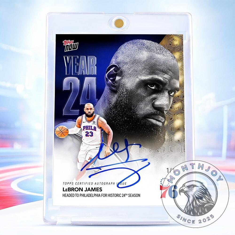 LeBron James Topps Now Year 24 1/1 Certified Autograph Trading Card - Detail View