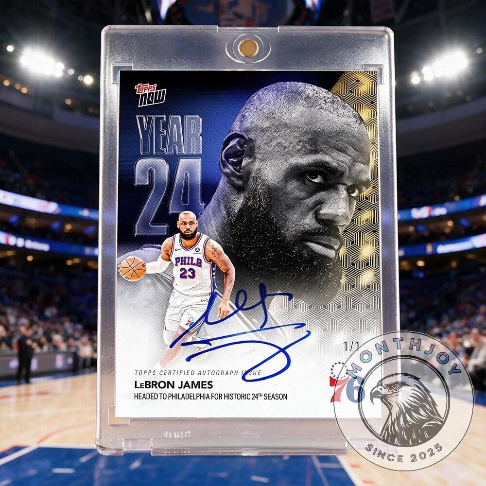 LeBron James Topps Now Year 24 1/1 Certified Autograph Trading Card - Front View