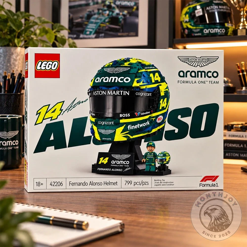 LEGO Fernando Alonso Aston Martin F1 Helmet Building Block Set - Side View