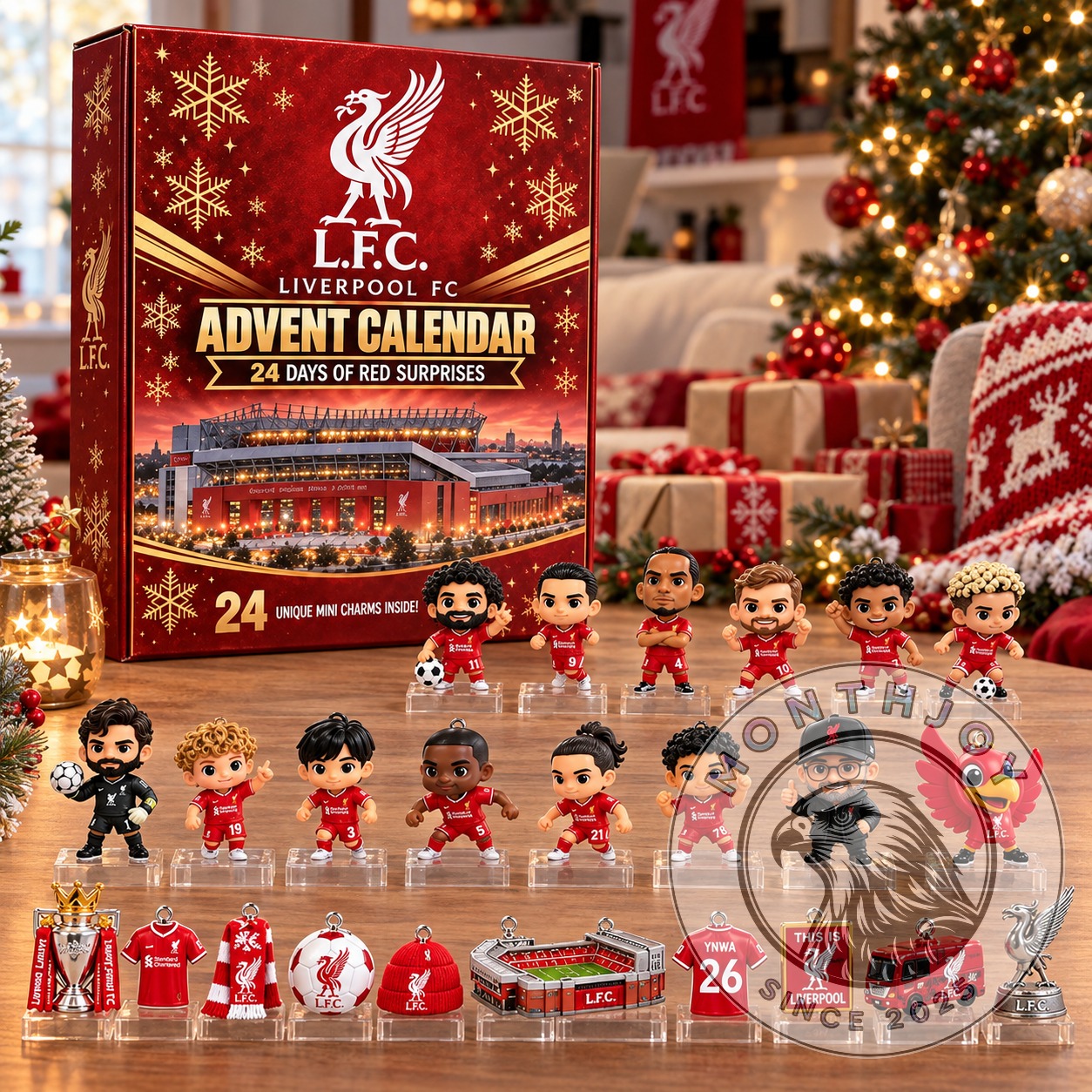 Liverpool Football Club 2026 24-Day Red Surprises Advent Calendar 2026 front display with mini charms