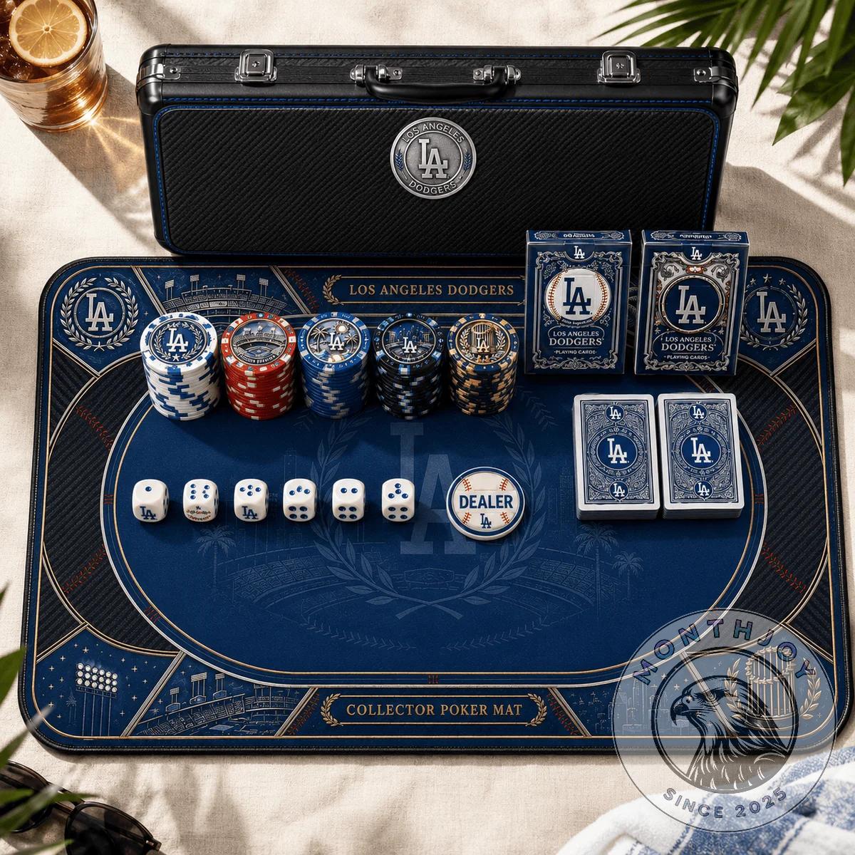 Los Angeles Dodgers 500-Piece All-in-One Poker Set - playing cards, dice, and dealer button