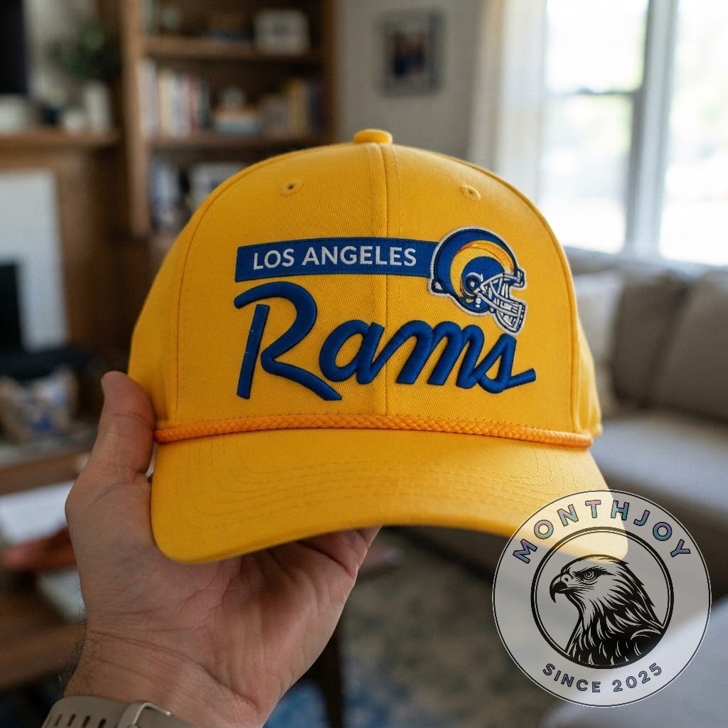 Los Angeles Rams Helmet Logo Snapback Hat - close-up of helmet graphic