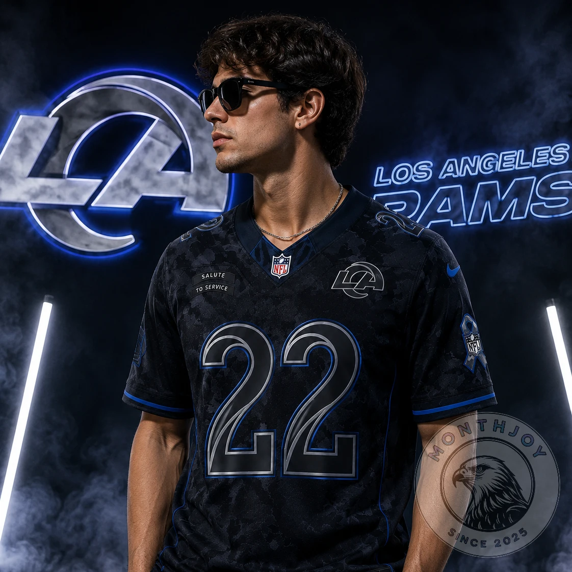 LA Rams Salute To Service Custom NFL Jersey - Detail View
