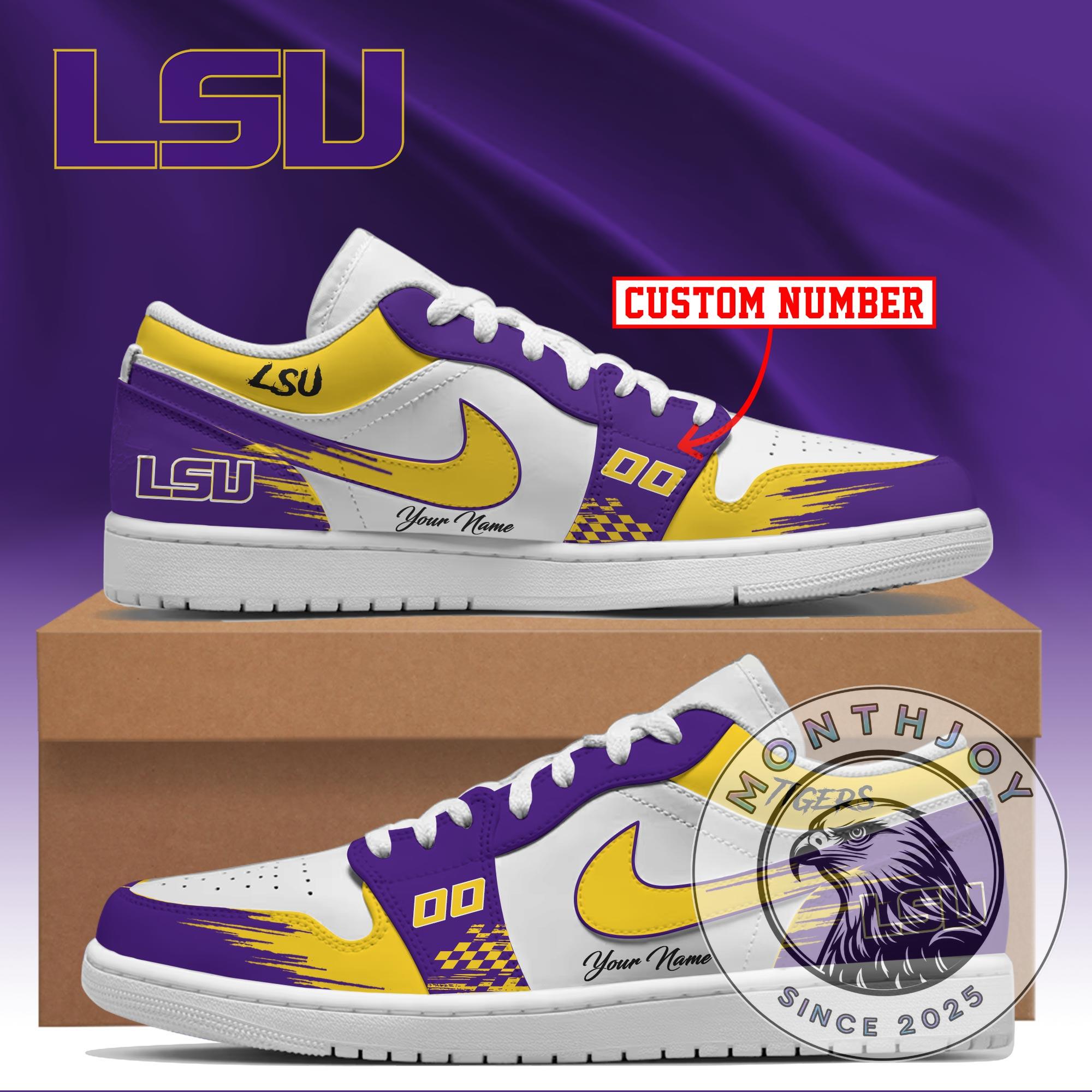 Louisiana State University Tigers Custom Sneakers - Front View