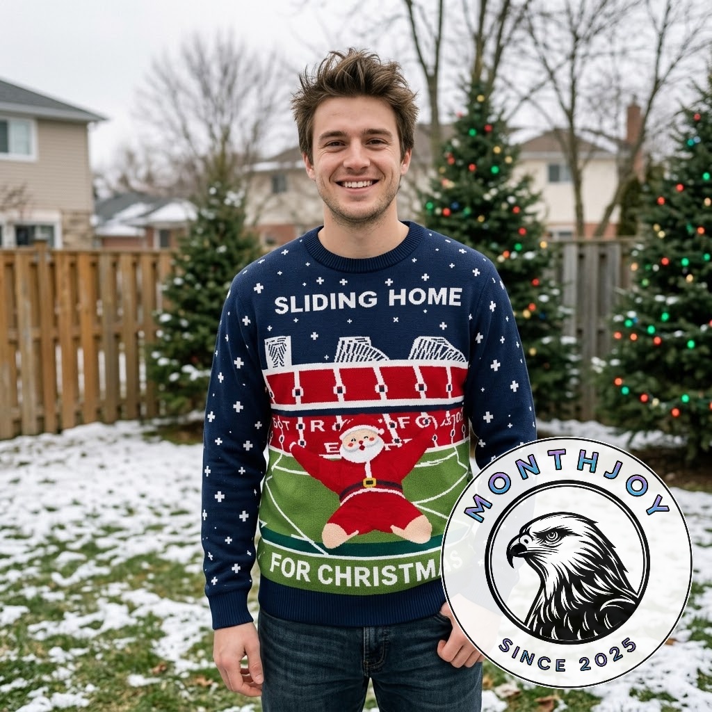 Manchester United Sliding Home For Christmas Ugly Sweater - back snowflake pattern