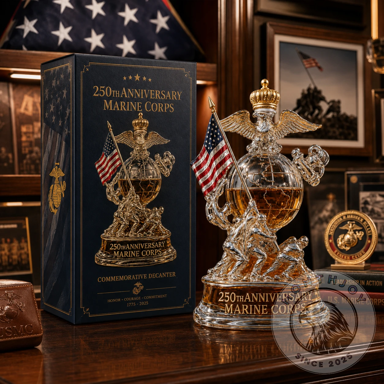 Marine Corps 250th Anniversary Whiskey Decanter - Detail View