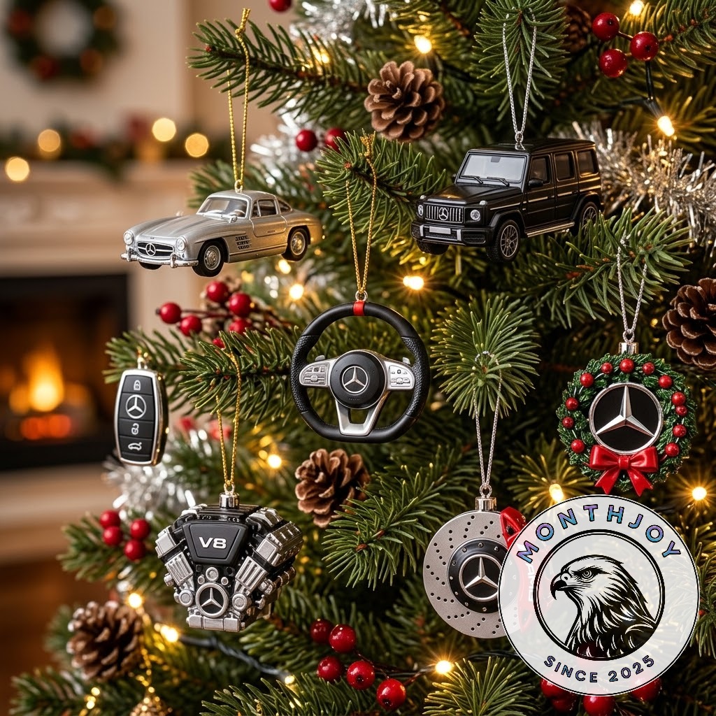 Mercedes-Benz 2026 24-Day Christmas Ornaments Advent Calendar - close-up of miniature car ornaments