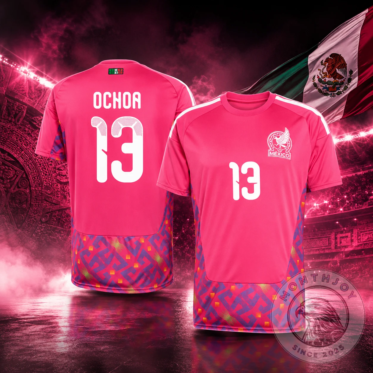 Guillermo Ochoa Mexico Pink Soccer Jersey - Front View