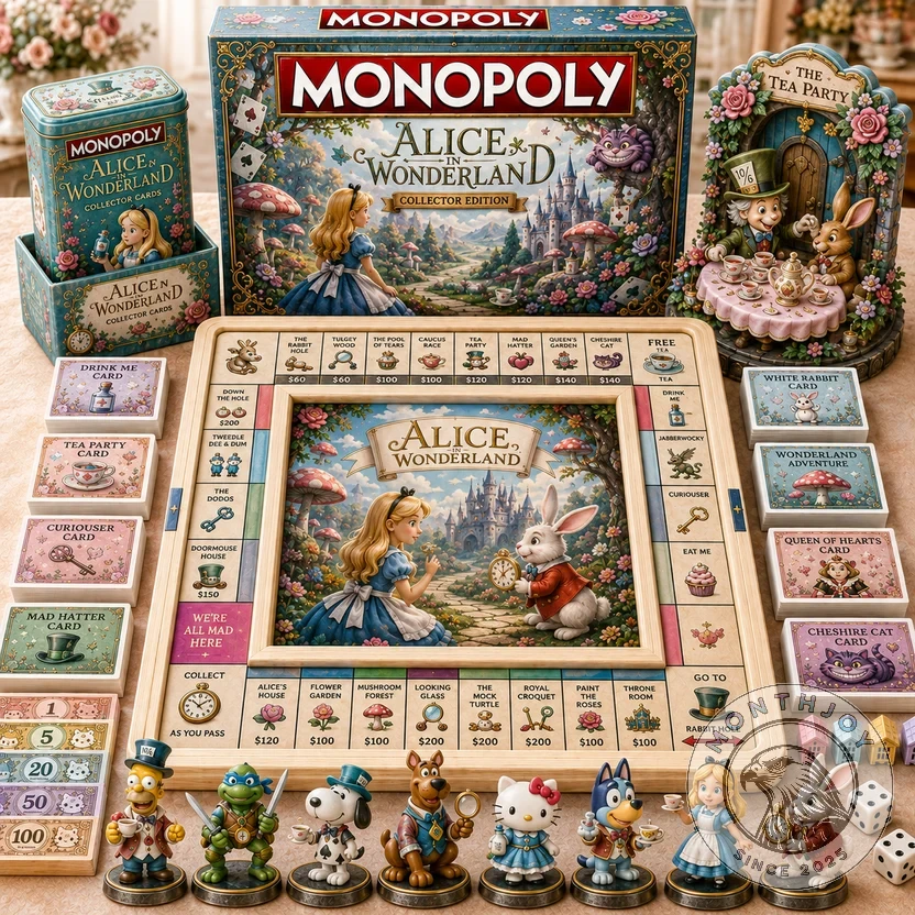 Monopoly Alice in Wonderland Collector Edition Board Game - Close-Up