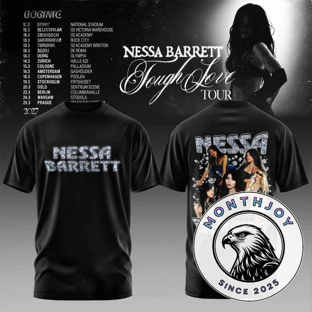 Nessa Barrett Tough Love Tour 2027 T-Shirt - front and back views displayed