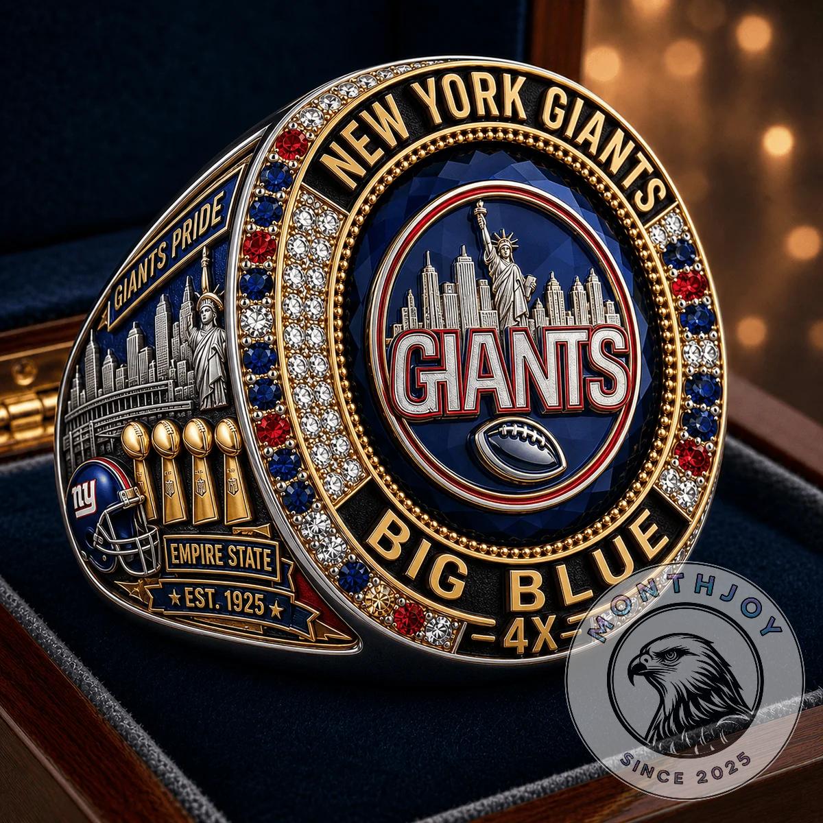 New York Giants Big Blue Four-Time Champions Ring - Front View