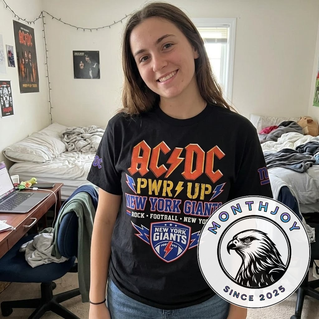 New York Giants x AC/DC PWR Up Tour Foo Fighters T-Shirt - sleeve logos shown
