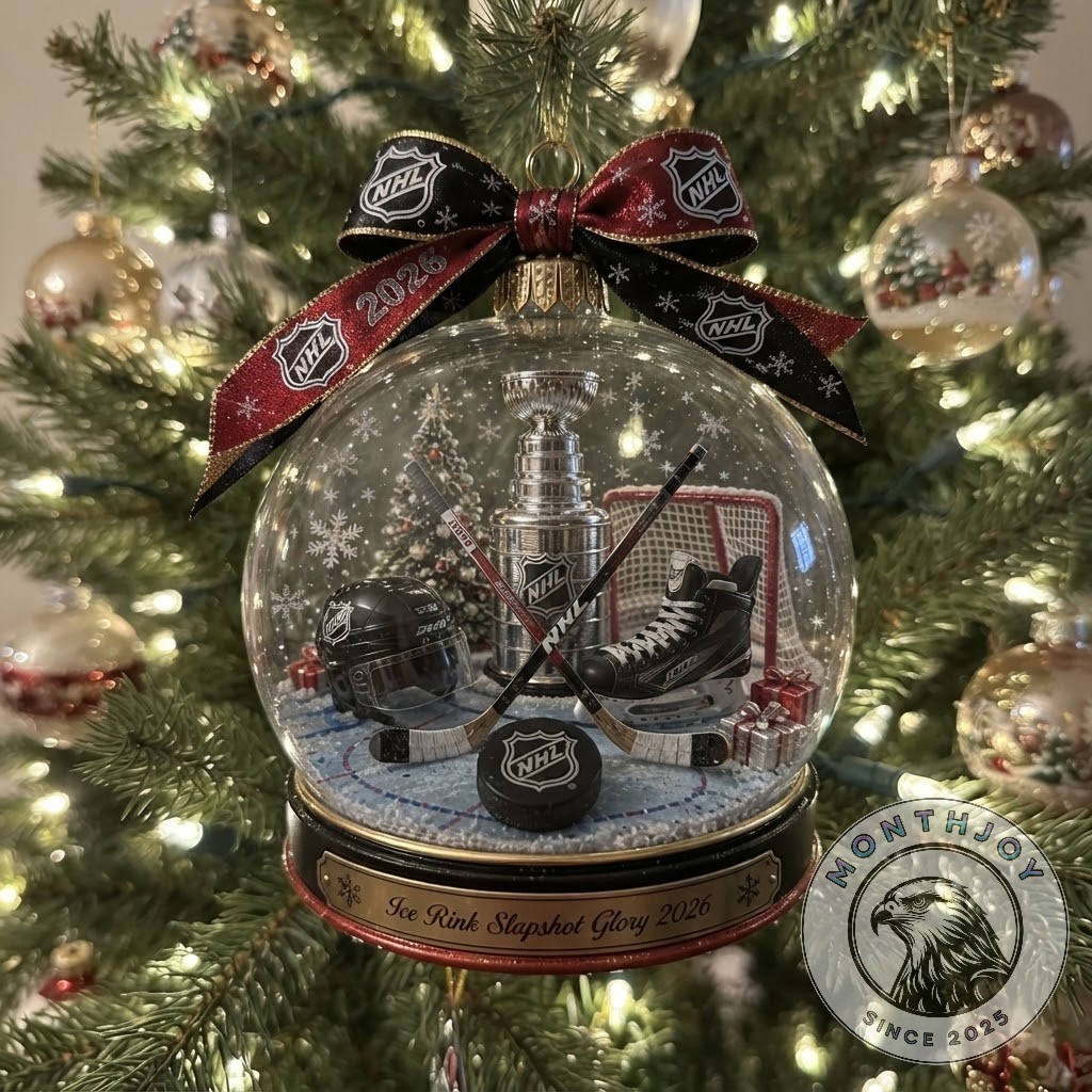 NHL Ice Rink Slapshot Glory 2026 Holiday Ornament - ribbon and top detail
