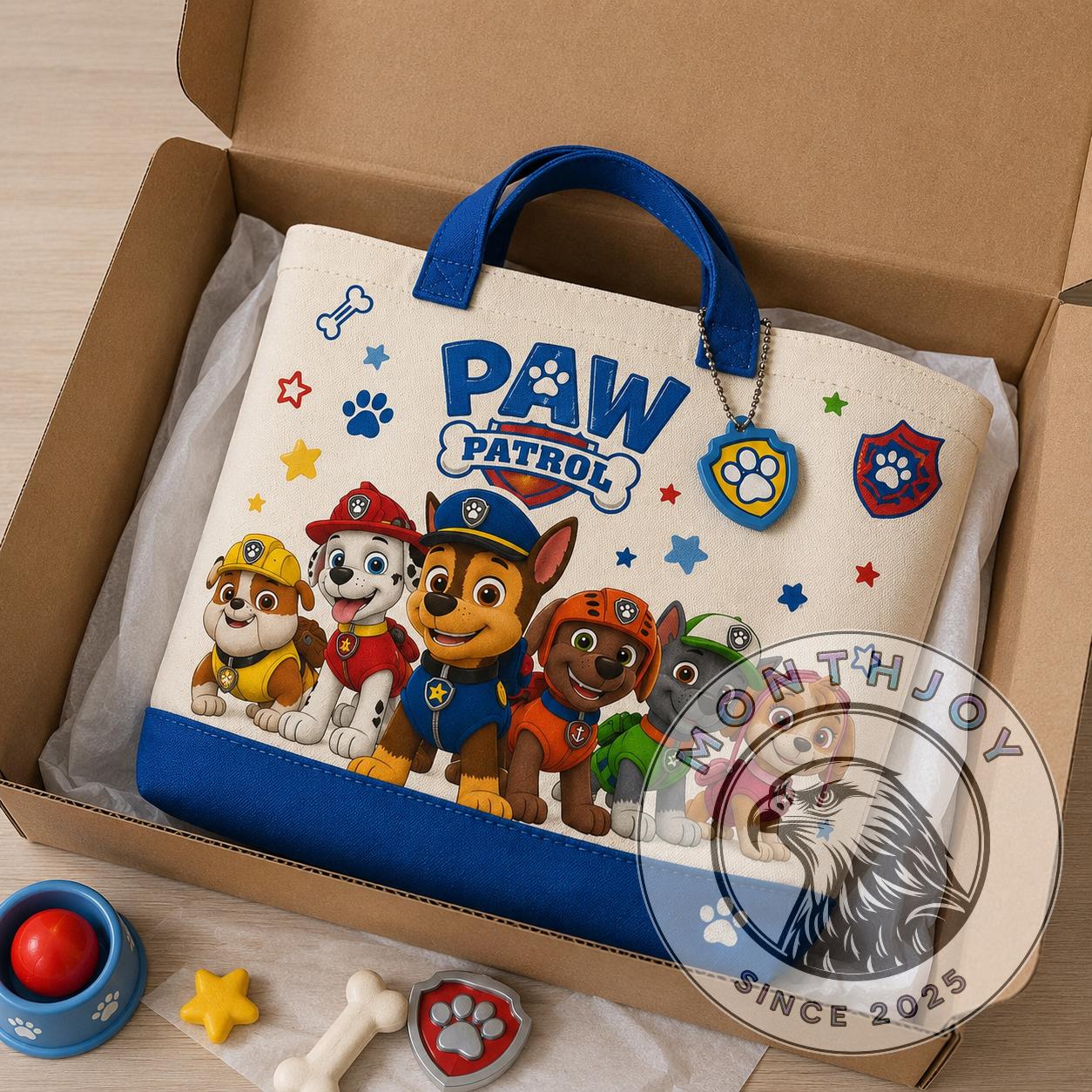 Paw Patrol Cartoon Characters Tote Bag - Detail View