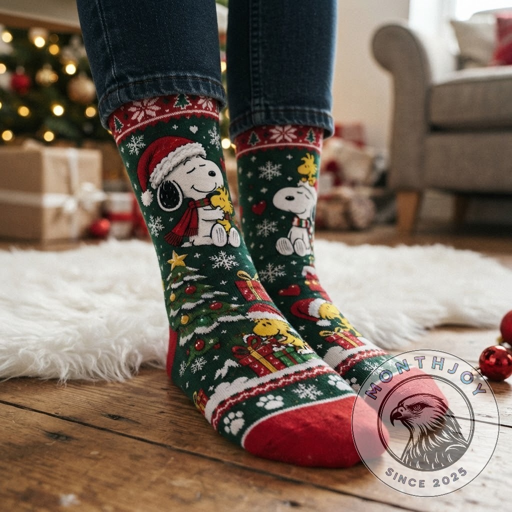 Peanuts Christmas Snoopy and Woodstock Crew Socks 2026 - photo 3