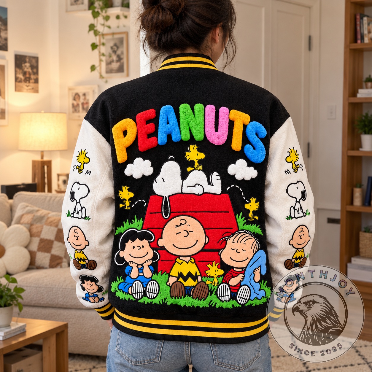 Peanuts Colorful Cartoon Friends Personalized Jacket - front panel showing colorful Peanuts characters