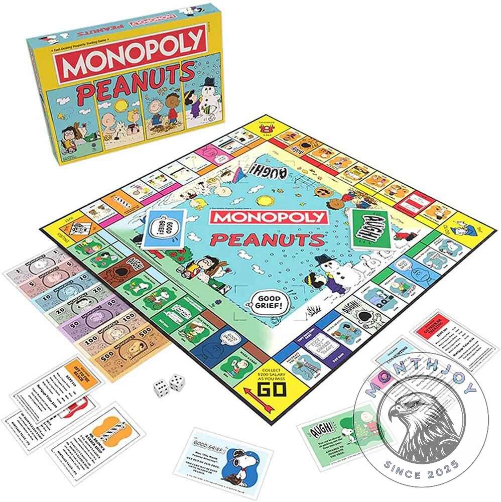 Peanuts Monopoly Collectors Edition Board Game - close-up of the Monopoly logo and Snoopy
