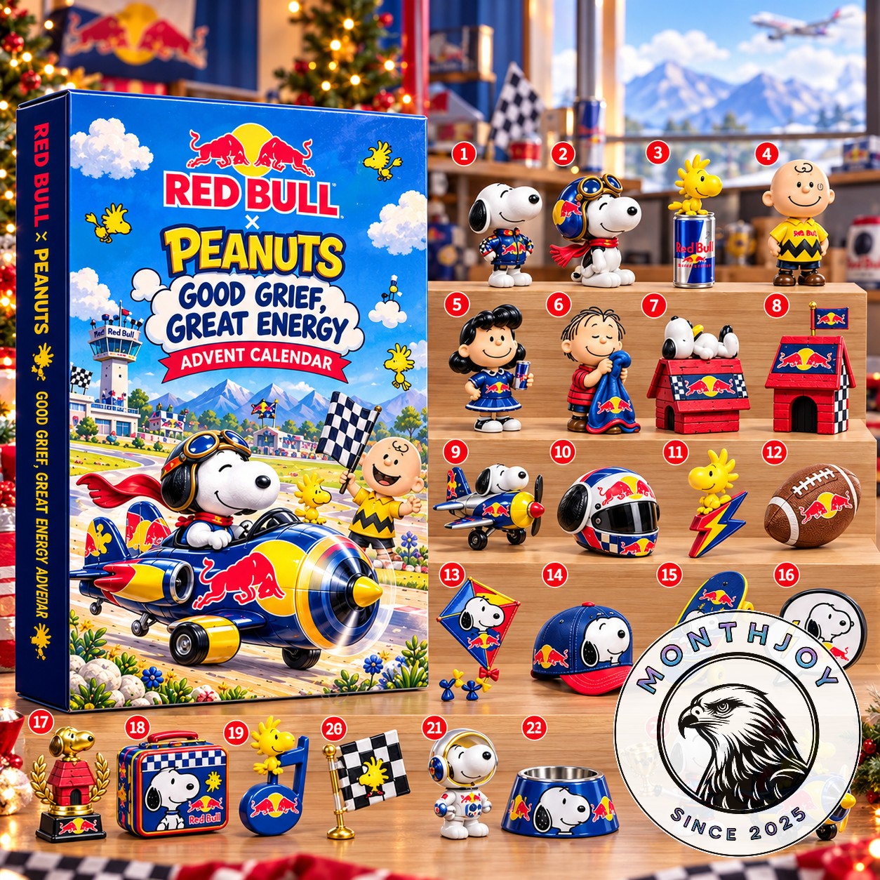 Peanuts Snoopy Red Bull Good Grief Great Energy Advent Calendar 2026 - front box display