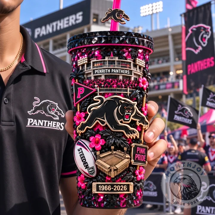 Penrith Panthers 1966–2026 Pink Pride Tumbler - Detail View