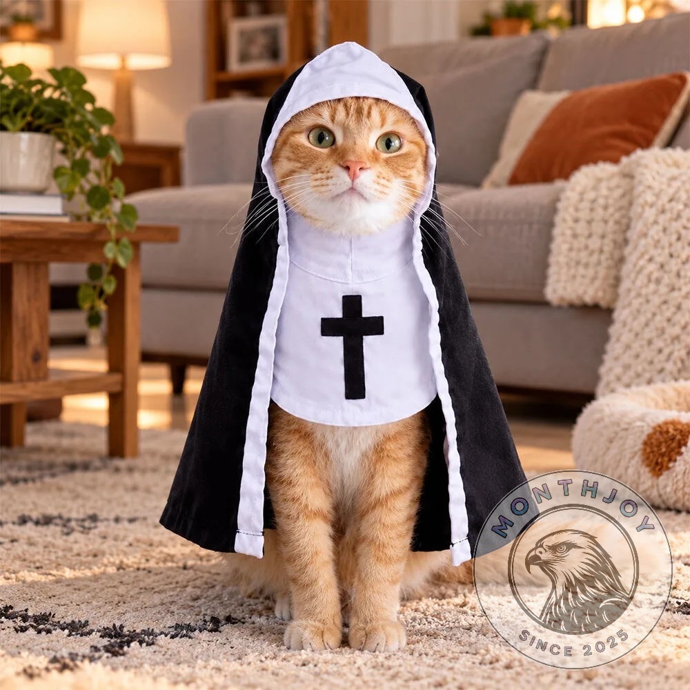Pet Black and White Nun Halloween Costume - photo 2