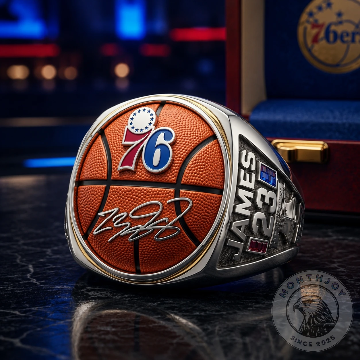 Philadelphia 76ers LeBron James Signature Championship Ring - Front View