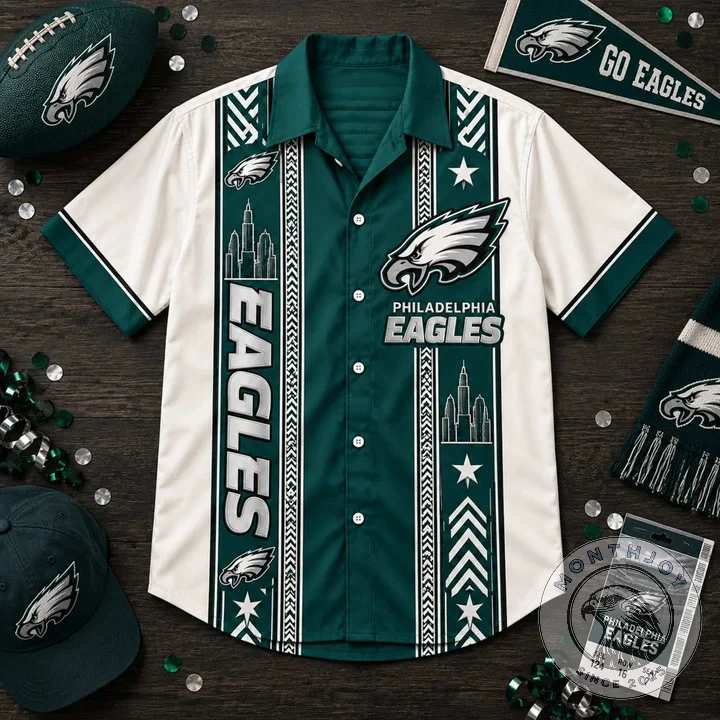 Philadelphia Eagles Graphic Button-Up Shirt - Side View