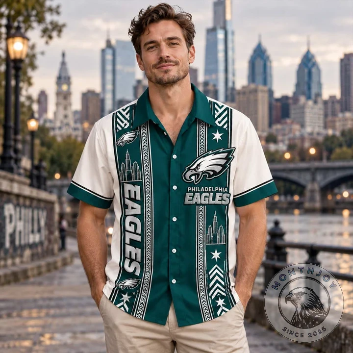 Philadelphia Eagles Graphic Button-Up Shirt - Product View