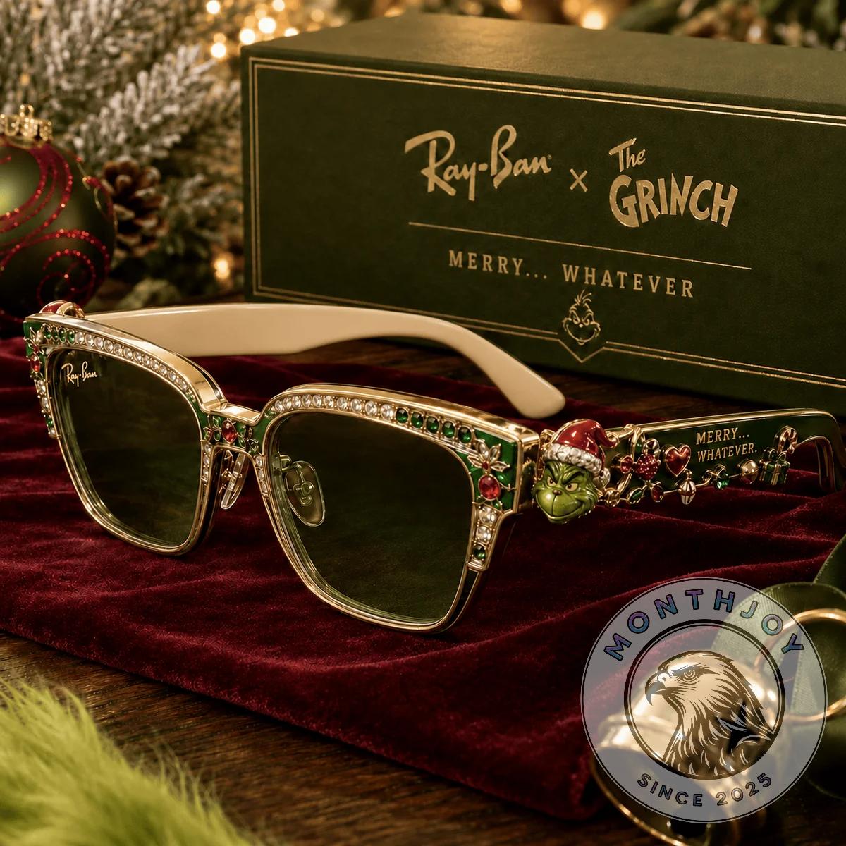 The Grinch Merry Whatever Embellished Holiday Sunglasses - Front View