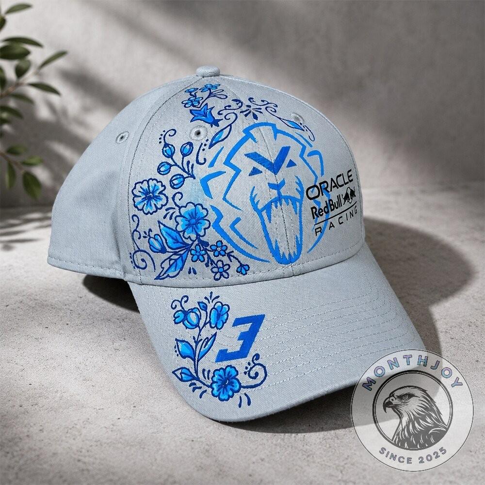 Red Bull Racing Unleash the Lion Delfts F1 Design Baseball Cap - close-up of top and side