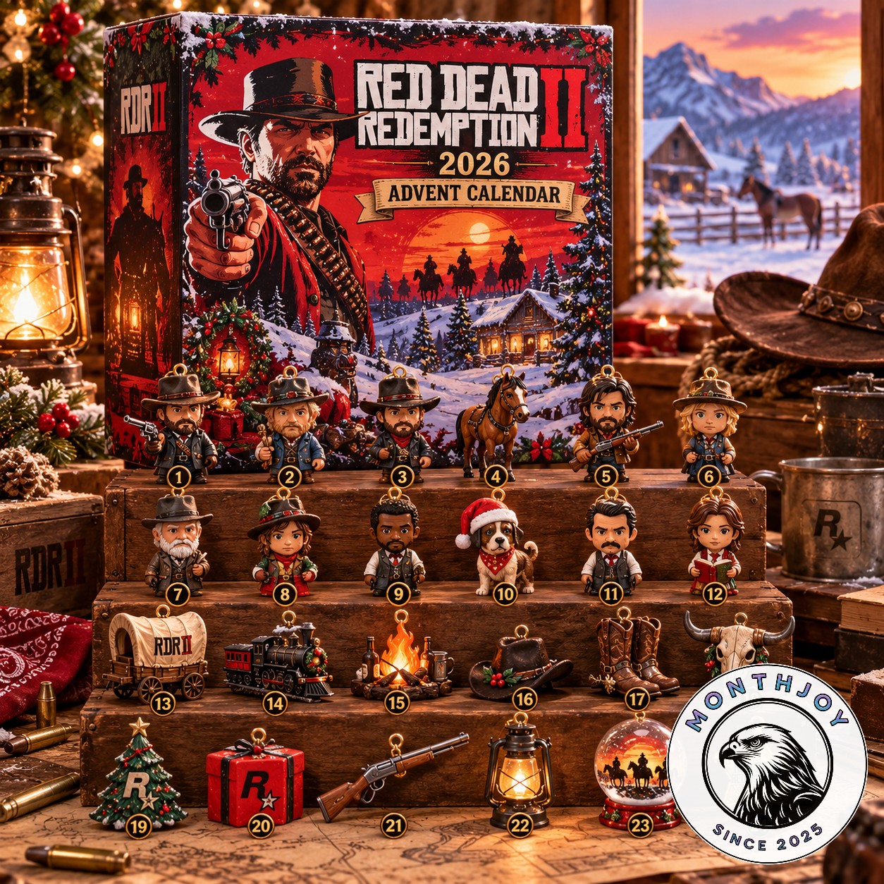 Red Dead Redemption 2 2026 Christmas Tree Ornaments Advent Calendar - front box display