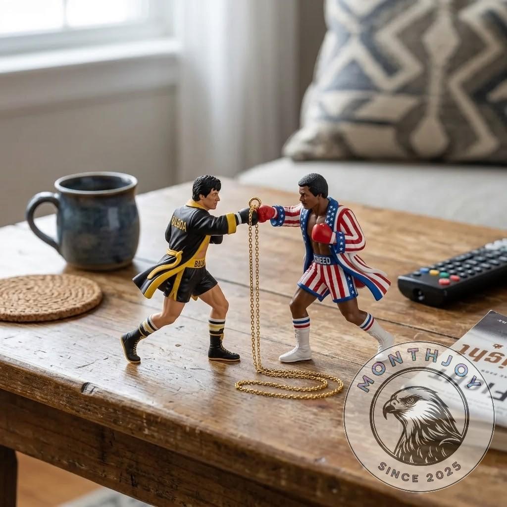 Rocky Balboa Apollo Creed Boxing Christmas Ornament - close-up of Rocky