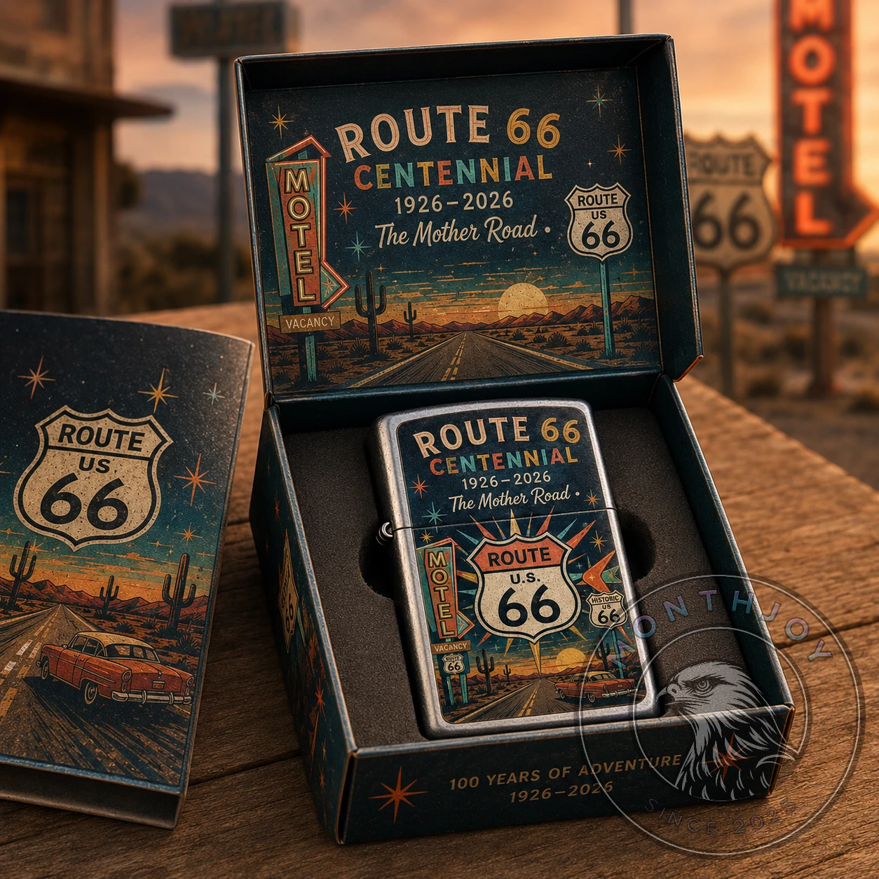 Route 66 Centennial 1926-2026 The Mother Road Lighter - Detail View
