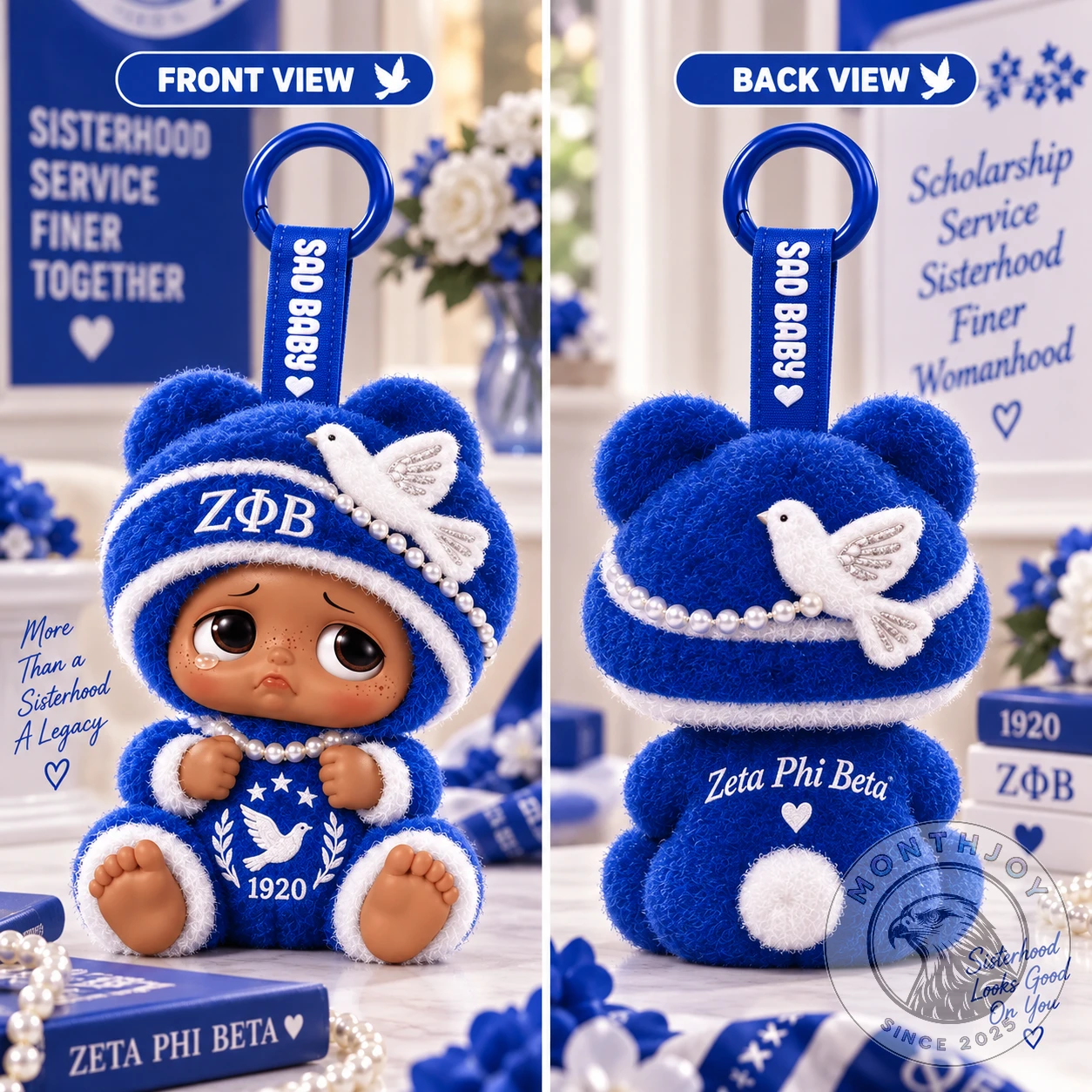 Sad Baby x Zeta Phi Beta Vinyl Plush Keychain - Side View