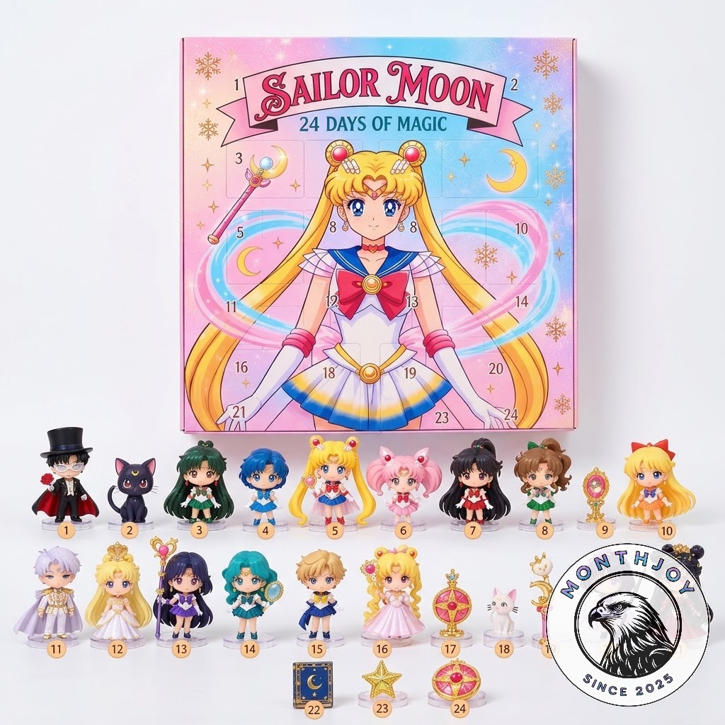 Sailor Moon 24 Days of Magic Advent Calendar 2026 - numbered doors and Sailor Moon artwork