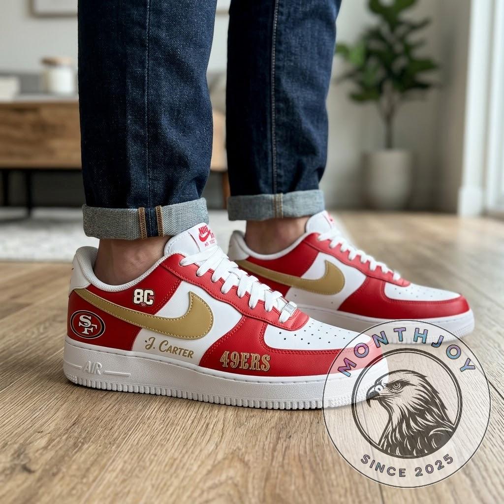 San Francisco 49ers 80th Anniversary 2026 Custom Name Sneakers - Detail View