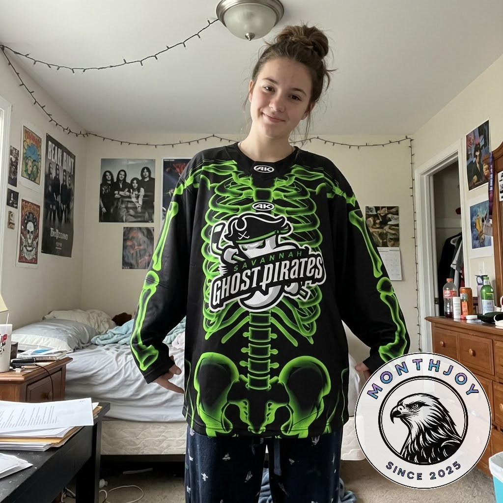 Savannah Ghost Pirates Skeleton Halloween Hockey Jersey - photo 2