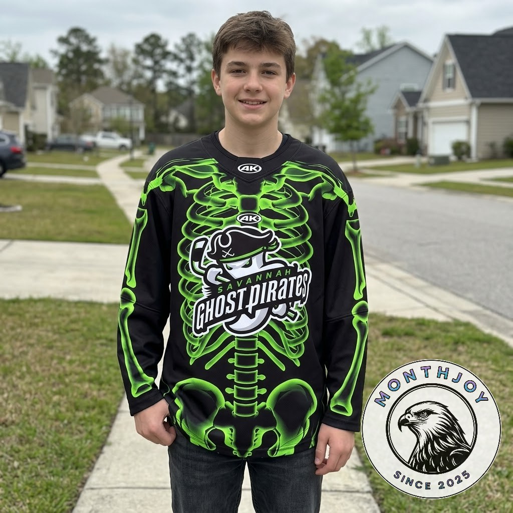 Savannah Ghost Pirates Skeleton Halloween Hockey Jersey - photo 3