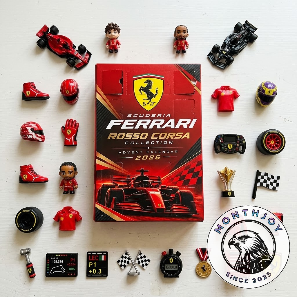 Scuderia Ferrari Rosso Corsa Collection 2026 Advent Calendar - Ferrari shield and car artwork