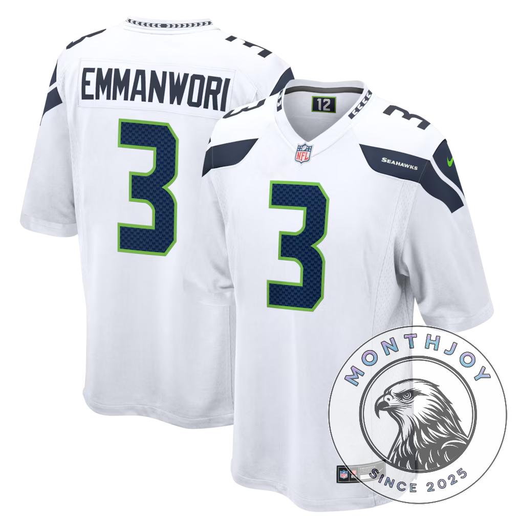 Nike Nick Emmanwori White Seattle Seahawks Game Jersey - Front View